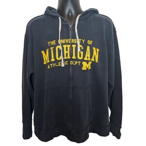 University of Michigan Hoodie J2 Sport XL Full Zip Sweatshirt Navy Blue Distress